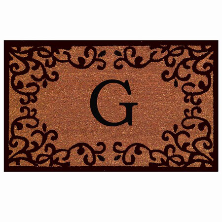 Monogram Door Mat, Natural, Black, 18 in W x 30 in L
